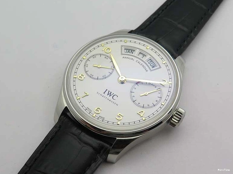 MIROTIME 0513 Portuguese Real PR Real Annual Calendar IW5035 YLF 1:1 Best Edition White Dial On Leather Strap A Refined 7243